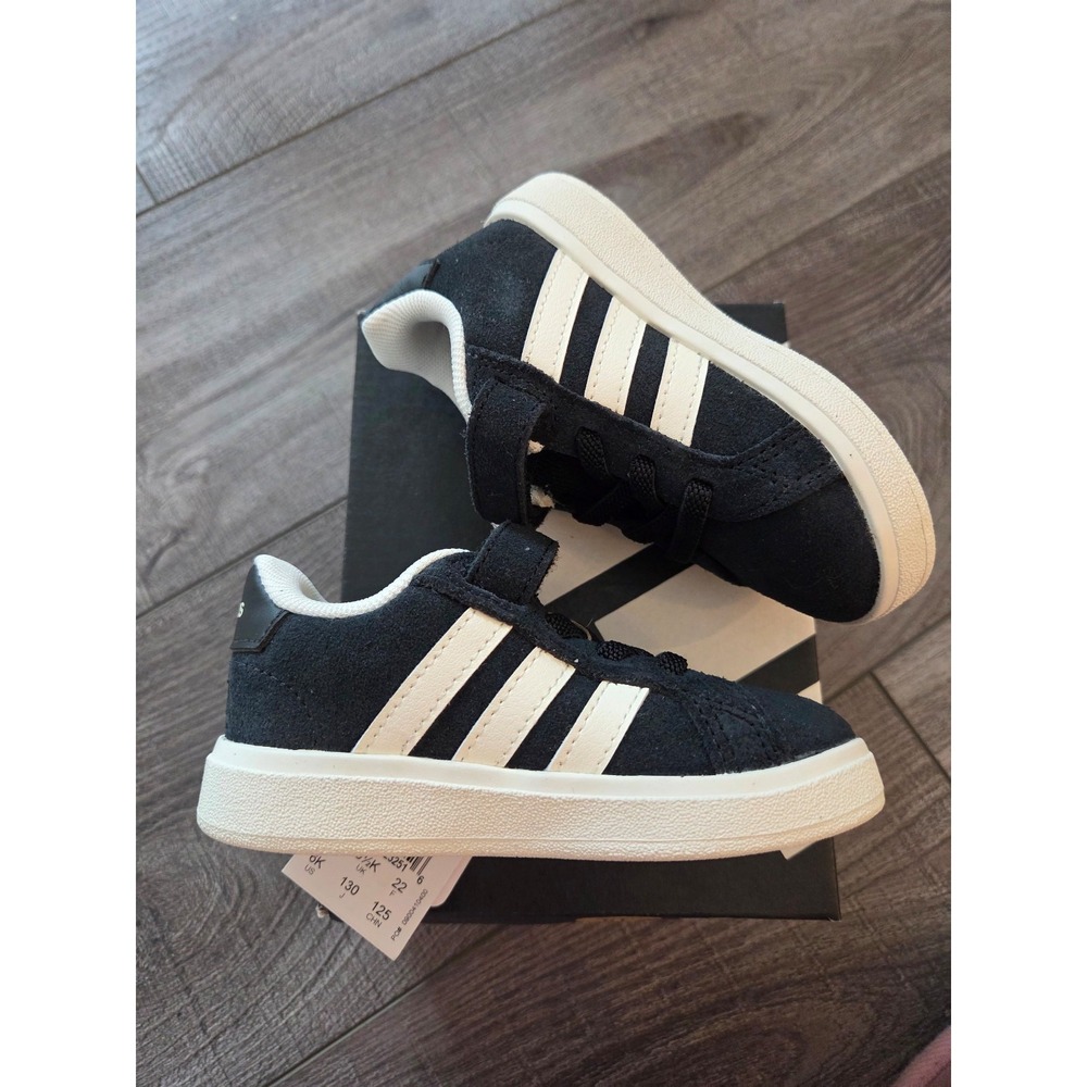 adidas Kids Black & White Stripe Sneakers